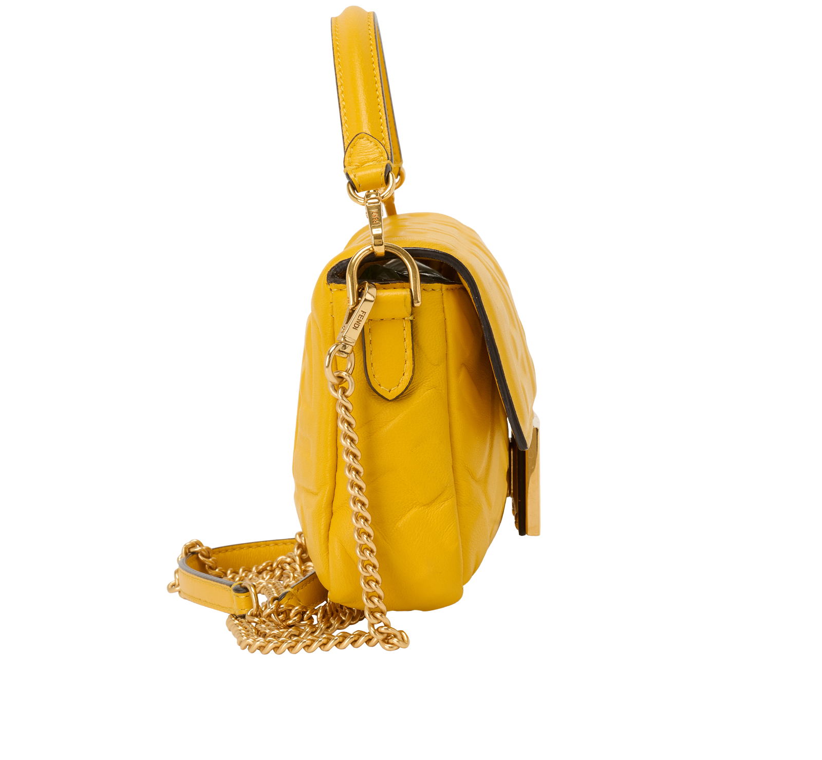 Mini Baguette, &pound;795, Handbags, Yellow, Leather, Side view
